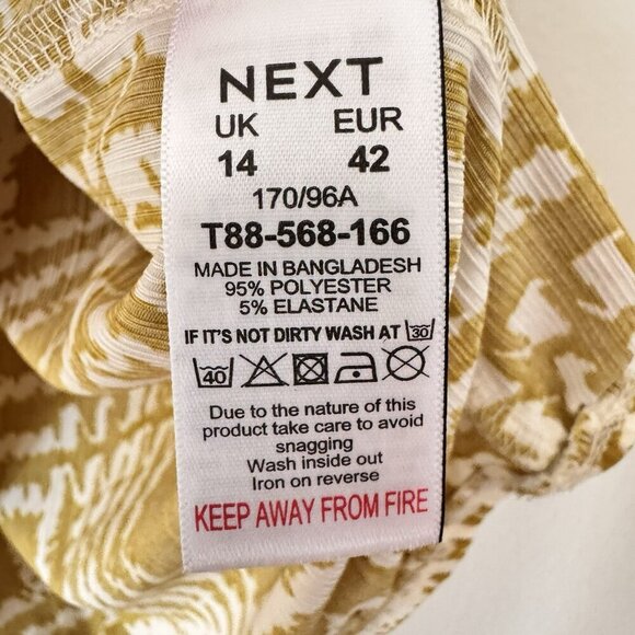 Next Pullover Top Boxy Size Medium Yellow White Green Long Sleeves - Picture 5 of 7